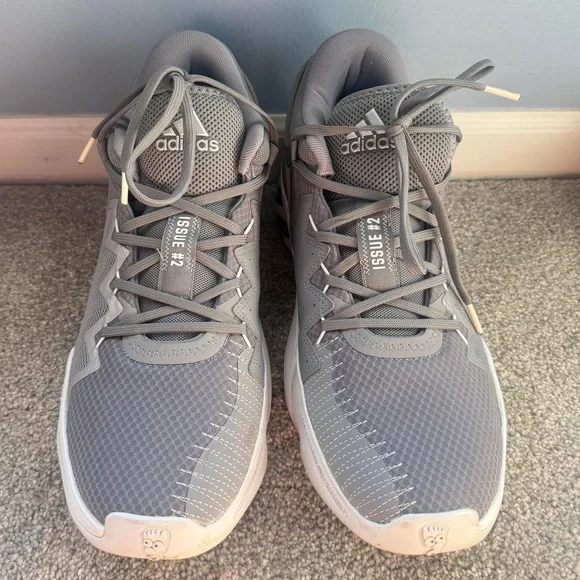 Like New Men’s Adidas D.O.N. Issue #2 Basketball Shoes, Steel Gray & White, 13 - Picture 3 of 10